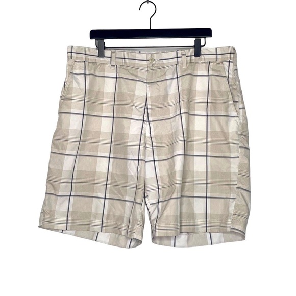 Unbranded Men's Tan & White Plaid Print Casual Light Shorts w/ Pockets size 38 - Picture 1 of 13